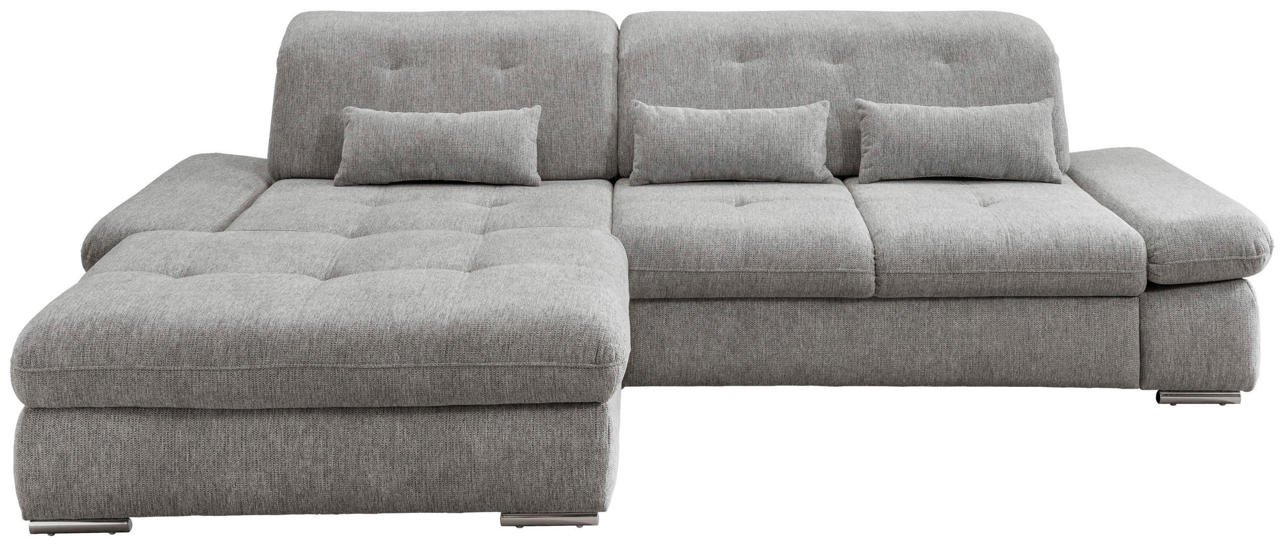 ECKSOFA in Chenille Silberfarben  - Chromfarben/Silberfarben, Design, Textil/Metall (196/300cm) - Livetastic