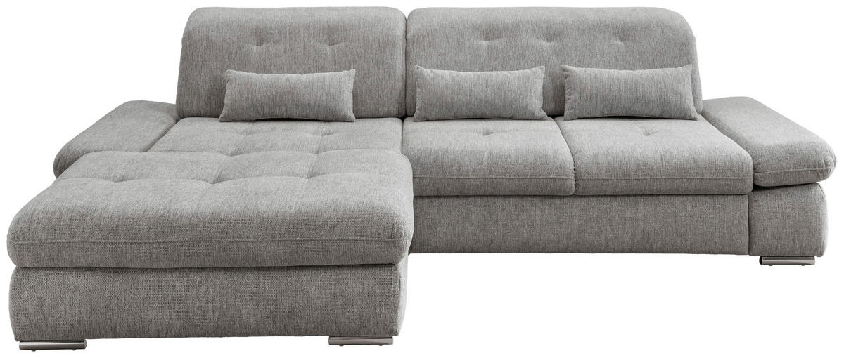 ECKSOFA Silberfarben Chenille  - Chromfarben/Silberfarben, Design, Textil/Metall (196/300cm) - Livetastic