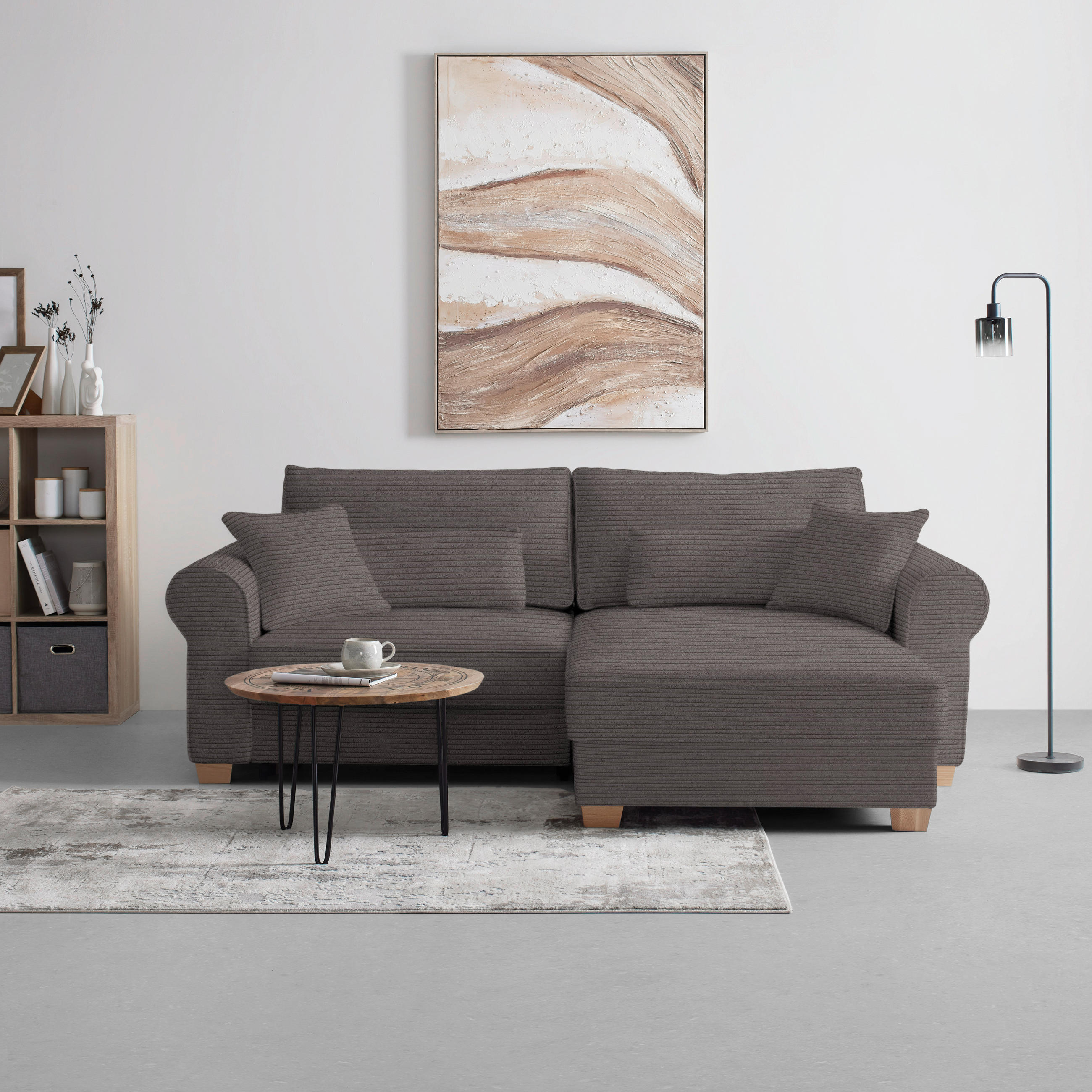 HÖRNSOFFA i mörkgrå  - mörkgrå, Modern, trämaterial/trä (255/185cm) - MID.YOU