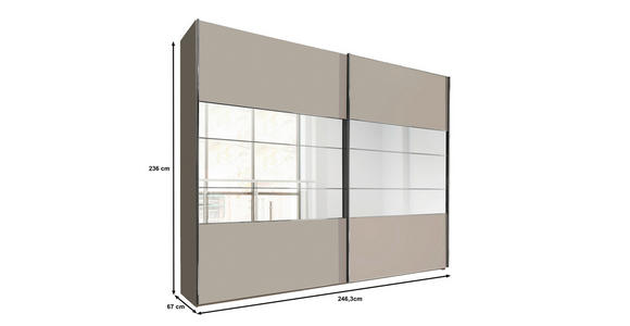 SCHWEBETÜRENSCHRANK 250/236/67 cm 2-türig  - Chromfarben/Champagner, KONVENTIONELL, Holzwerkstoff/Metall (250/236/67cm) - Voleo