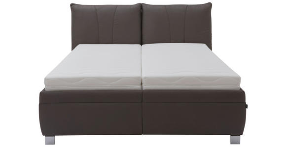 POLSTERBETT Matratze, Lattenrost, Bettkasten 180/200 cm  in Grau  - Chromfarben/Birkefarben, KONVENTIONELL, Holz/Textil (180/200cm) - Dieter Knoll