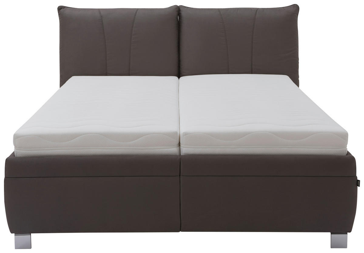 KÁRPITOZOTT ÁGY 180/200 cm  szürke  - nyírfa/fehér, Konventionell, textil/fa (180/200cm) - Dieter Knoll