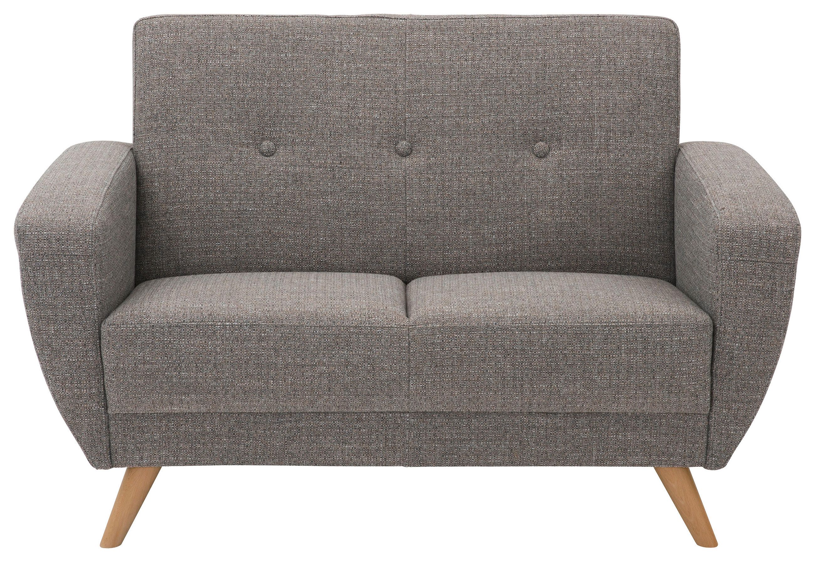 ZWEISITZER-SOFA Flachgewebe Grau  - Naturfarben/Grau, Design, Holz/Textil (136/85/82cm) - Max Winzer