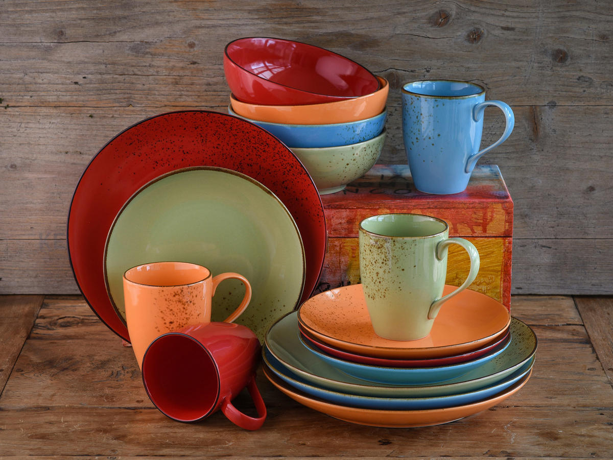 KOMBINOVANÁ SOUPRAVA, 16dílné, kamenina - vícebarevná, Basics, keramika (34/31,5/33cm) - Creatable