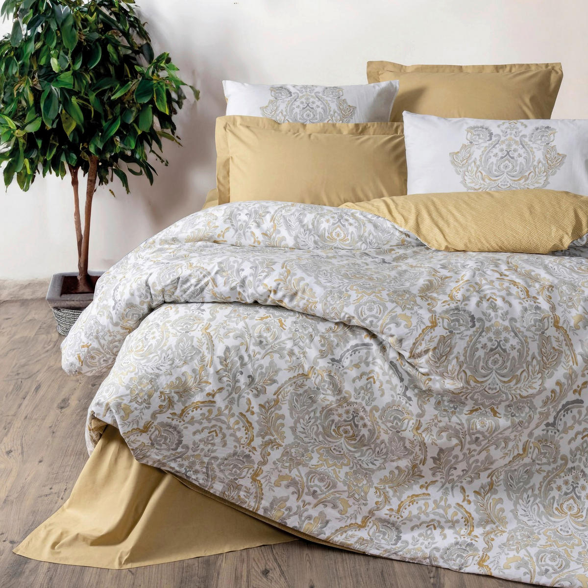 BETTWÄSCHE 155/220 cm  - Senfgelb/Multicolor, Basics, Textil (155/220cm)