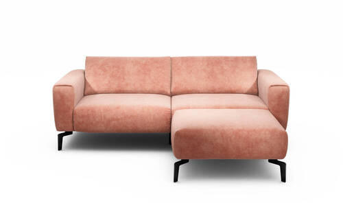2,5-Sitzer inkl. Hocker in Samt Rosa  - Schwarz/Rosa, Design, Textil/Metall (220/86/86-94cm) - SENSOO