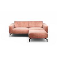 2,5-Sitzer inkl. Hocker in Samt Rosa  - Schwarz/Rosa, Design, Textil/Metall (220/86/86-94cm) - SENSOO