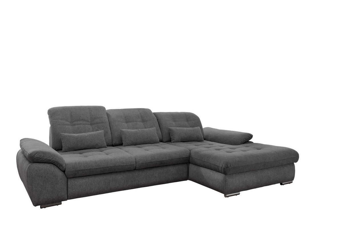 ECKSOFA in Chenille Anthrazit  - Chromfarben/Anthrazit, Modern, Textil/Metall (314/184cm) - Livetastic