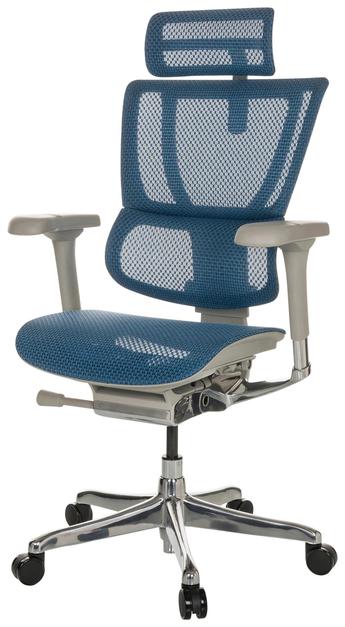 DREHSTUHL Netz Blau  - Blau/Silberfarben, Basics, Kunststoff/Textil (69/116-138/66cm) - MID.YOU