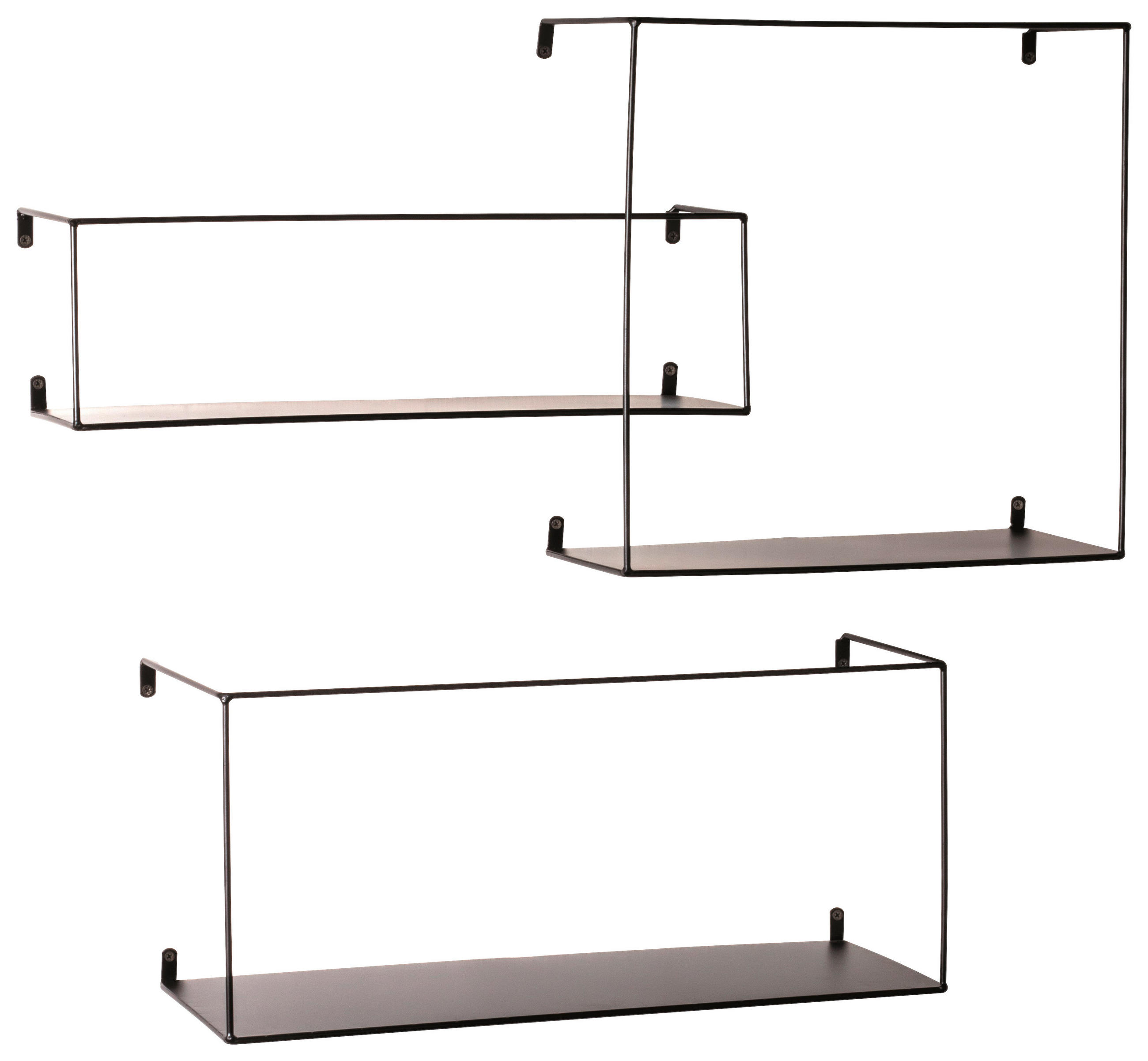 WANDREGALSET Schwarz  - Schwarz, MODERN, Metall (59/23/43cm)
