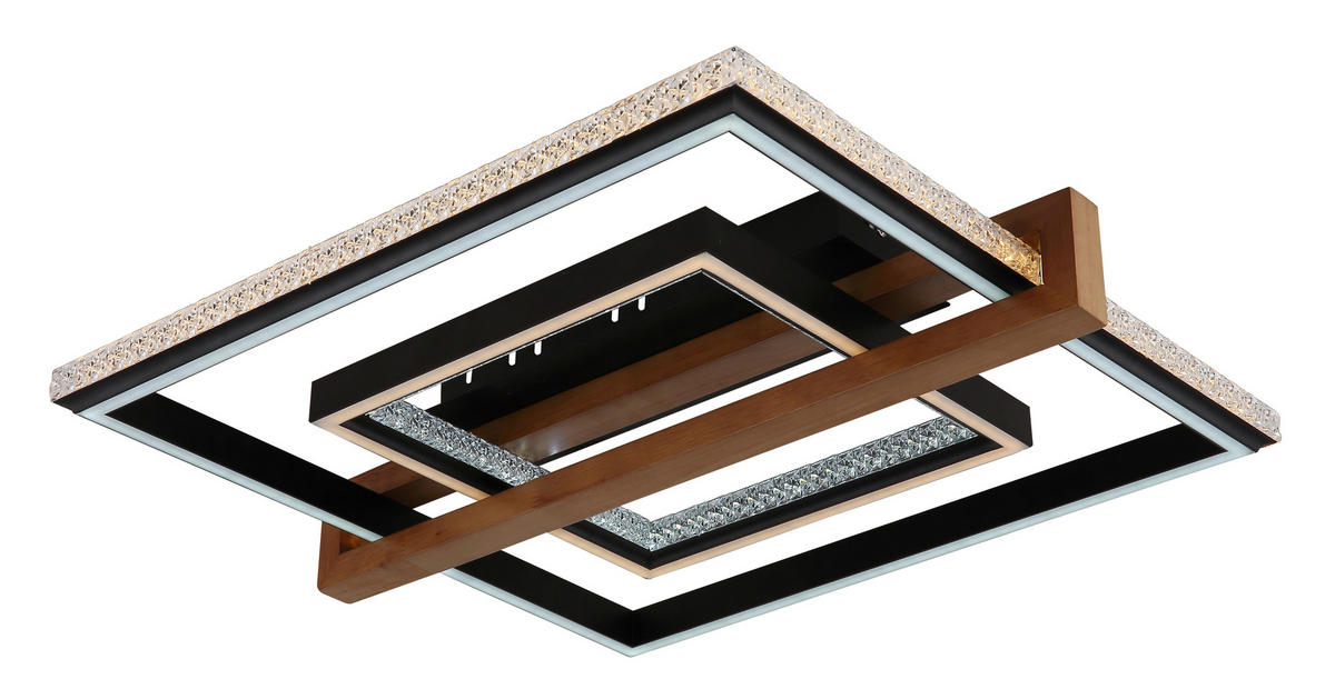 STROPNÍ LED SVÍTIDLO, 50/55/11,5 cm - tmavě hnědá/černá, Basics, kov/dřevo (50/55/11,5cm) - Globo