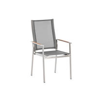 STAPELSESSEL Edelstahl Grau, Silberfarben, Edelstahlfarben, Teakfarben  - Edelstahlfarben/Silberfarben, Design, Holz/Textil (57/100/62,5cm)