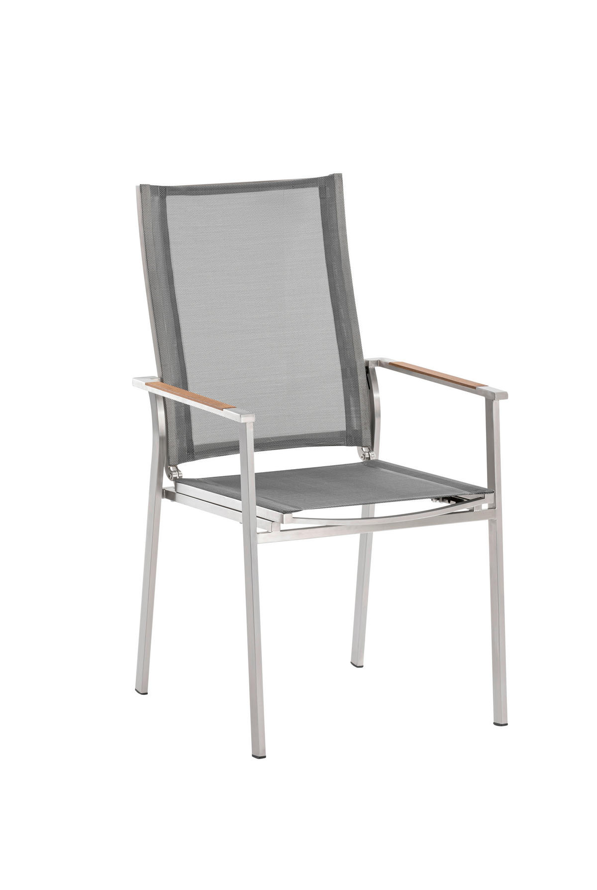 STAPELSESSEL Edelstahl Grau, Silberfarben, Edelstahlfarben, Teakfarben  - Edelstahlfarben/Silberfarben, Design, Holz/Textil (57/100/62,5cm)