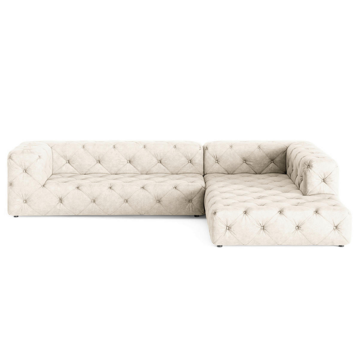 ECKSOFA Mikrofaser Creme  - Creme/Schwarz, Design, Kunststoff/Textil (325/228cm) - P & B