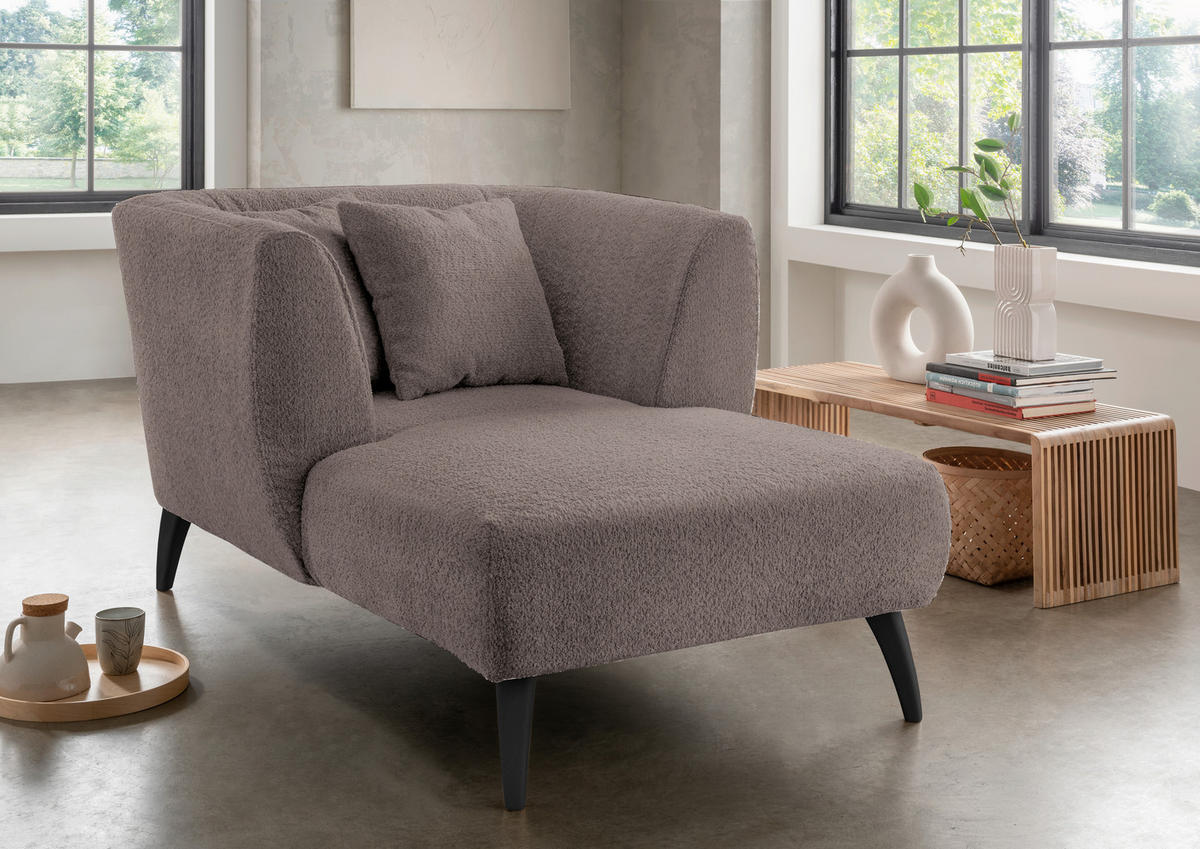 XXL-SESSEL in Bouclé Taupe  - Taupe/Schwarz, Modern, Holz/Textil (108/84/155cm) - MID.YOU