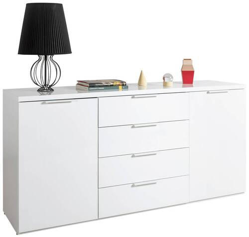 KOMODA, bela, visoki sijaj  - bela/visoki sijaj, Moderno, leseni material (170/82/44cm) - Carryhome