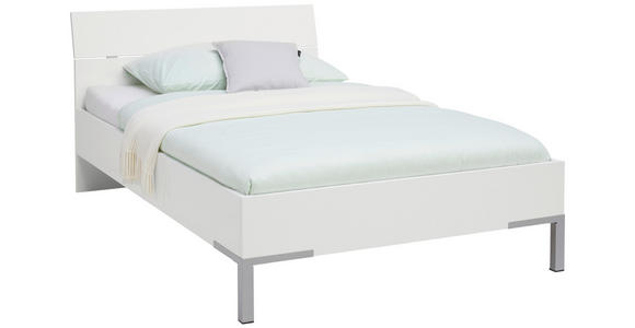 BETT 120/200 cm in Weiß - Weiß/Grau, KONVENTIONELL, Holzwerkstoff/Metall (120/200cm) - Xora