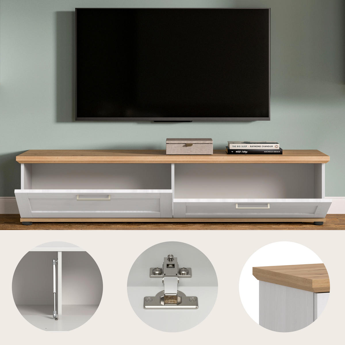 LOWBOARD  in 164/37/40 cm  - Silberfarben/Lärchefarben, Design, Holzwerkstoff/Kunststoff (164/37/40cm) - Livetastic