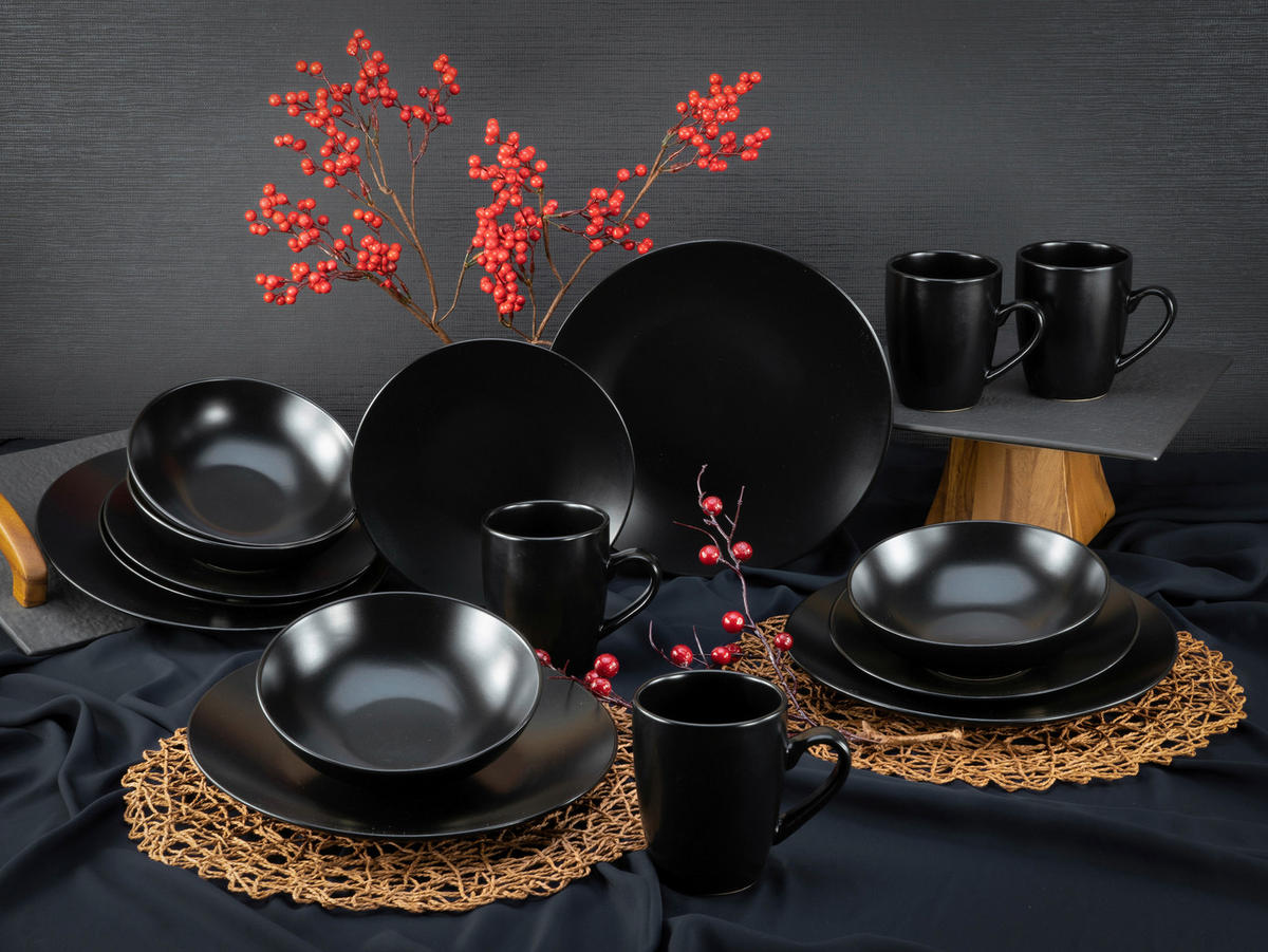 KOMPLETT SERVIS 16 delar  - svart, Trend, keramik - Creatable