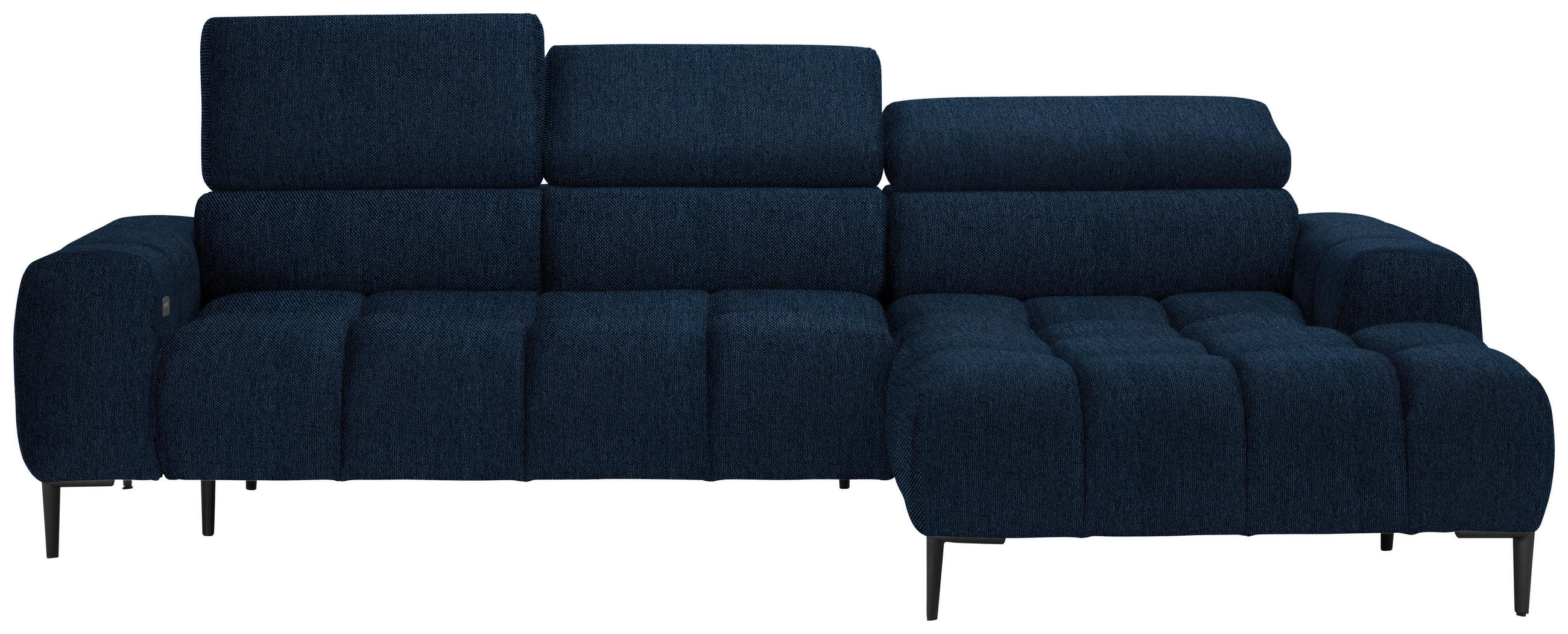ECKSOFA in Webstoff Dunkelblau  - Schwarz/Dunkelblau, Design, Textil/Metall (270/177cm) - Welnova