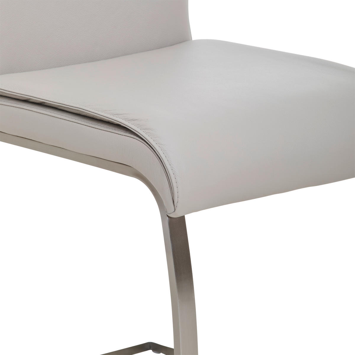 SCHWINGSTUHL  in Edelstahl Echtleder pigmentiert  - Edelstahlfarben/Beige, Design, Leder/Metall (46/99/62cm) - Livetastic