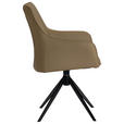 ARMLEHNSTUHL  in Eisen Echtleder pigmentiert  - Beige/Schwarz, Design, Leder/Metall (64/87/60cm) - Novel