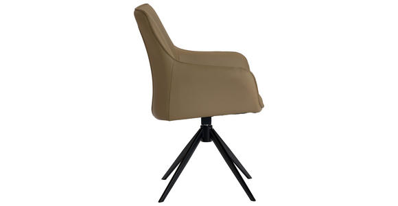 ARMLEHNSTUHL in Eisen Echtleder pigmentiert - Beige/Schwarz, Design, Leder/Metall (64/87/60cm) - Novel