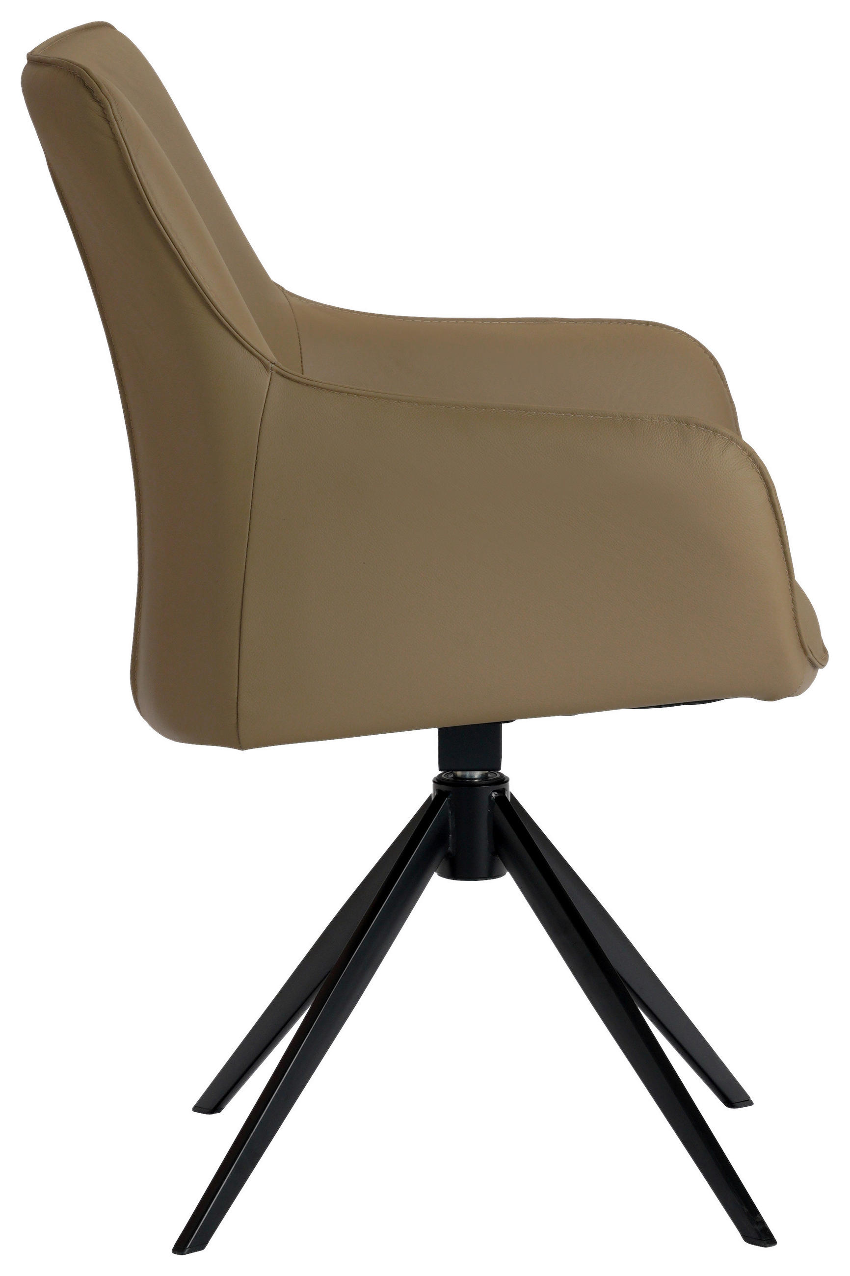ARMLEHNSTUHL  in Eisen Echtleder pigmentiert  - Beige/Schwarz, Design, Leder/Metall (64/87/60cm) - Novel
