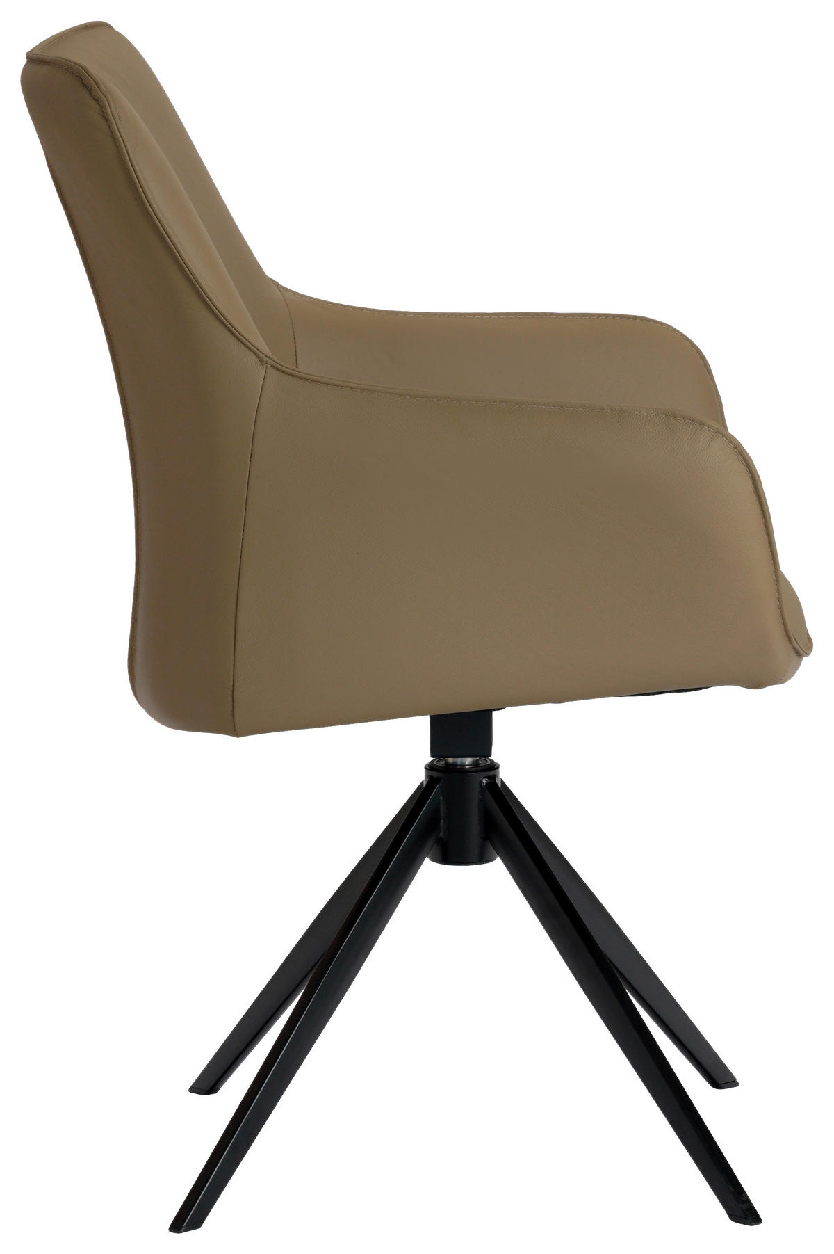 ARMLEHNSTUHL  in Eisen Echtleder pigmentiert  - Beige/Schwarz, Design, Leder/Metall (64/87/60cm) - Novel