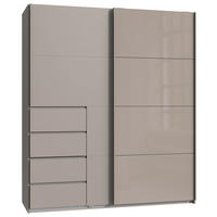 SCHWEBETÜRENSCHRANK 180/208/64 cm 2-türig Grau, Sahara  - Grau/Sahara, KONVENTIONELL, Glas/Holzwerkstoff (180/208/64cm) - Boxxx