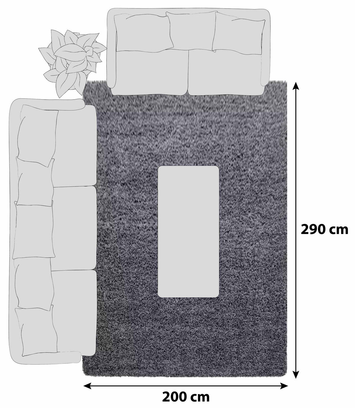 KOBEREC S VYSOKÝM VLASEM, 200/290 cm, šedá - šedá, Trend, textil (200/290cm) - Novel