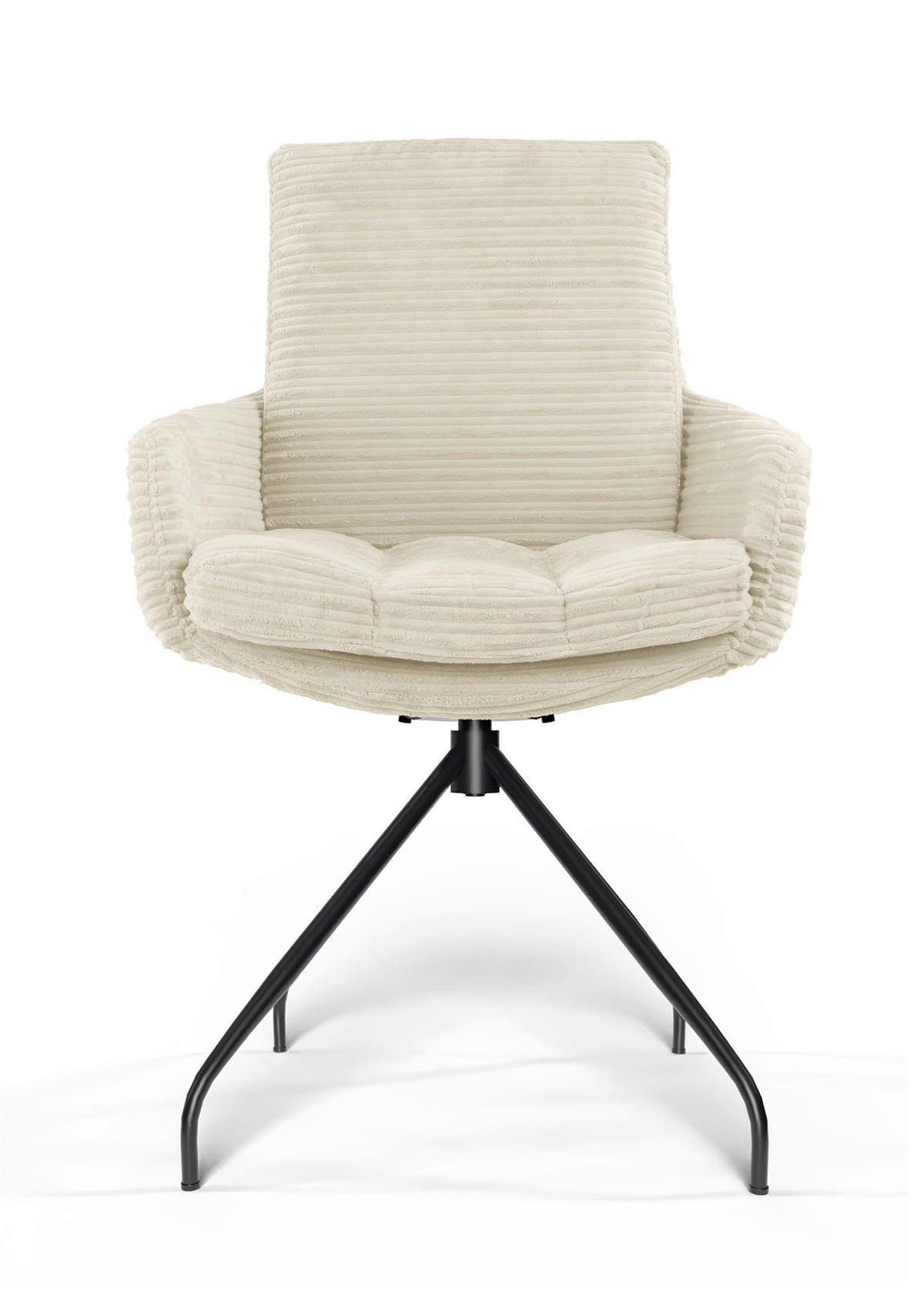 ARMLEHNSTUHL  Beinauswahl, Sitzfläche 360° drehbar, Stoff-/Lederauswahl gerippt  Beige  - Beige/Schwarz, Design, Textil/Metall (60/91/62cm) - Valdera