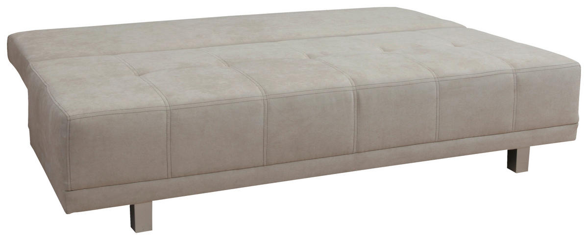 SCHLAFSOFA in Samt Beige  - Chromfarben/Beige, Design, Kunststoff/Textil (194/77/89cm) - MID.YOU