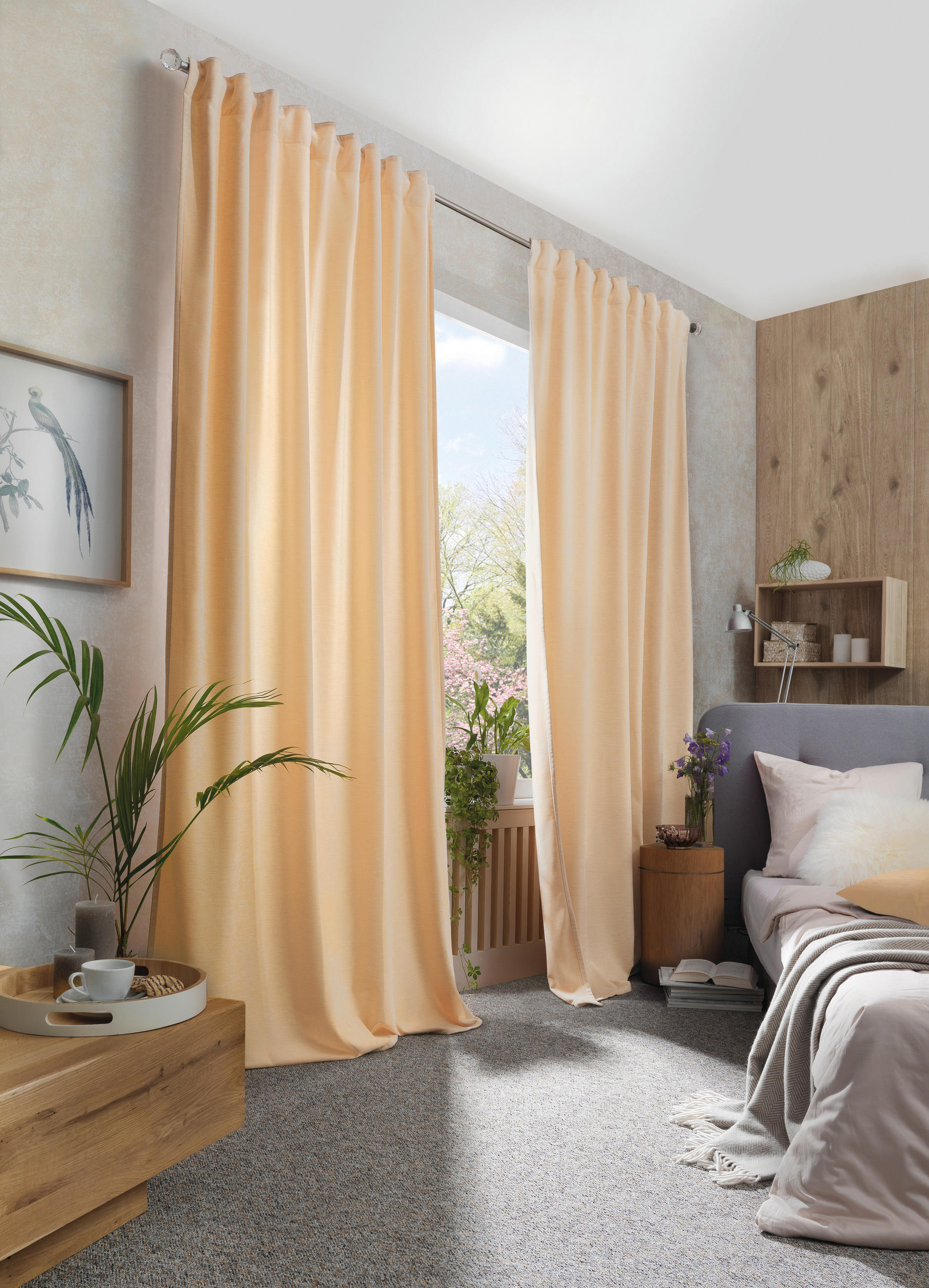FERTIGVORHANG  blickdicht  135/245 cm   - Creme, Basics, Textil (135/245cm)