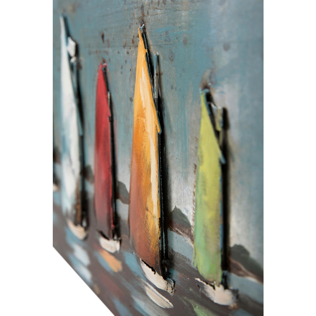 Thumbnail - Monee Metallbild, Blau, Gelb, Lila, Rot, Metall, rechteckig, 90x30 cm, handgemalt, 3D-Effekt, Bilder und Zubehör, Wandbi...