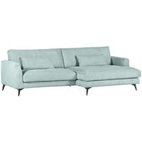 ECKSOFA in Cord Hellblau, Mintgrün  - Schwarz/Hellblau, Lifestyle, Textil/Metall (270/140cm) - Livetastic