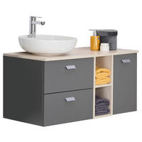 WASCHTISCHKOMBI 100 cm  - Eichefarben/Weiß Hochglanz, MODERN, Keramik/Holzwerkstoff (100cm) - Stylife