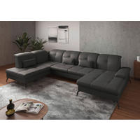 WOHNLANDSCHAFT in Echtleder Mokka  - Schwarz/Mokka, Konventionell, Leder/Metall (231/357/185cm) - Sit & More