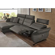 ECKSOFA in Echtleder Dunkelgrau  169/298 cm  - Dunkelgrau/Schwarz, Design, Leder/Metall (169/298cm) - Dieter Knoll