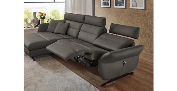 ECKSOFA in Echtleder Dunkelgrau  169/298 cm  - Dunkelgrau/Schwarz, Design, Leder/Metall (169/298cm) - Dieter Knoll