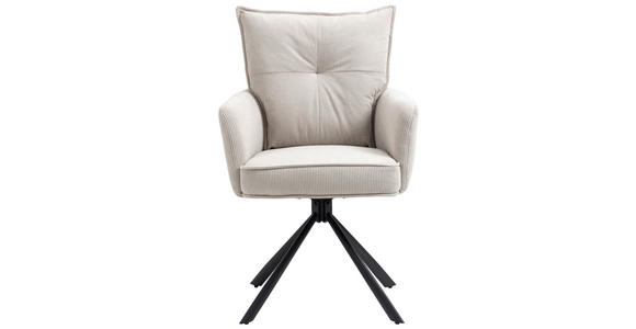 ARMLEHNSTUHL in Eisen Cord - Beige, Design, Textil/Metall (60/95/67cm) - Novel