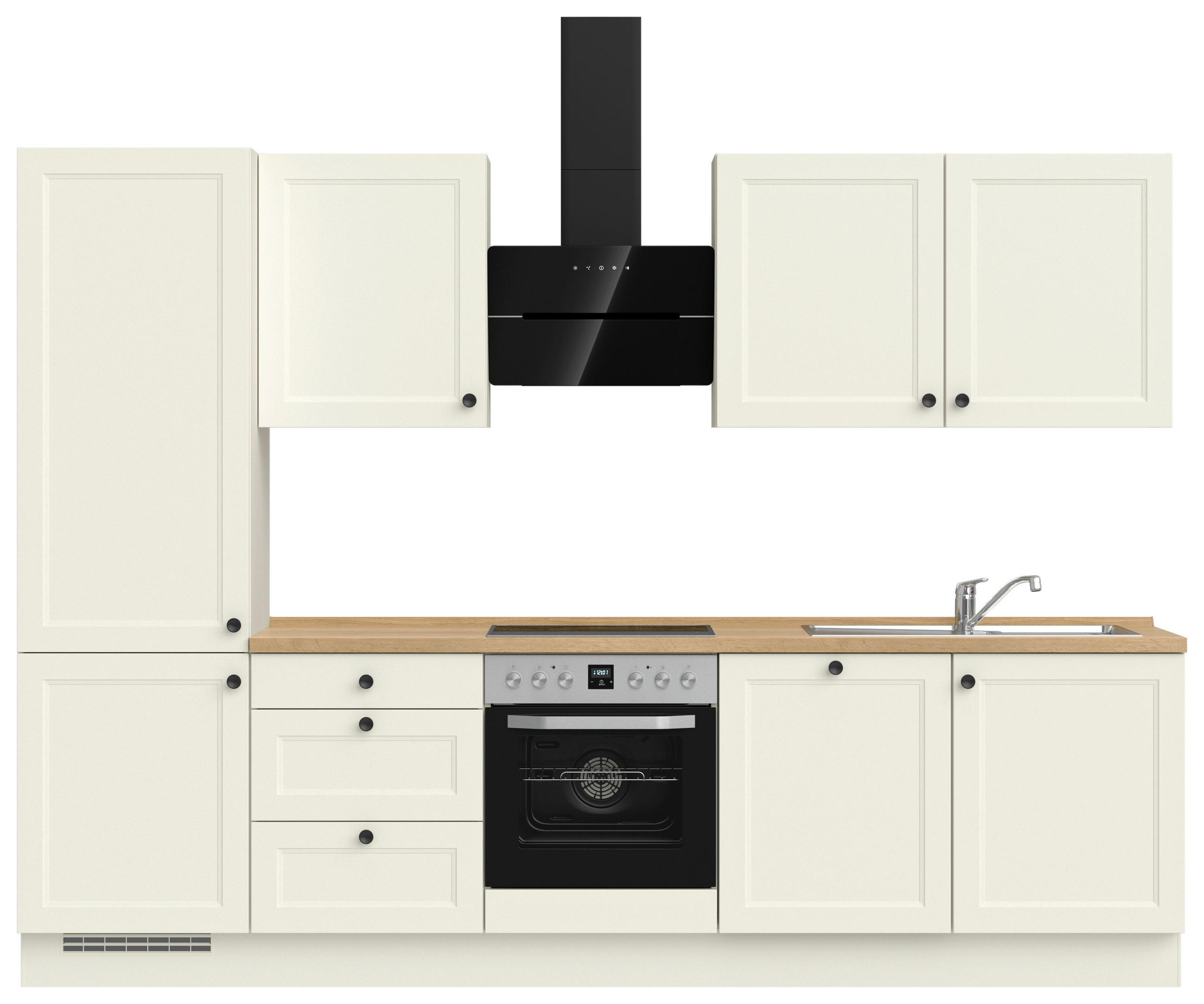 KÜCHENLEERBLOCK 300 cm   in Weiß, Eichefarben  - Eichefarben/Schwarz, MODERN, Holzwerkstoff/Metall (300cm) - Nobilia