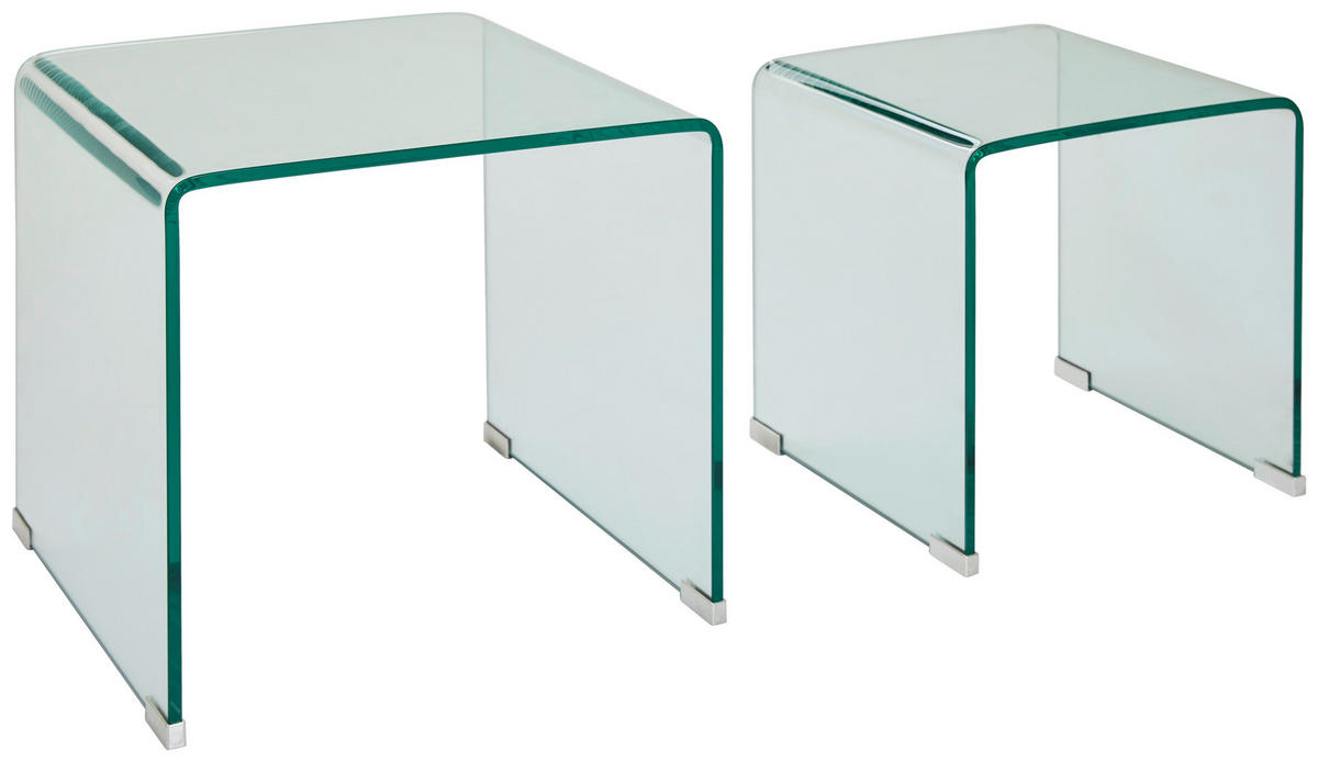 COUCHTISCH ESG quadratisch Transparent  - Blau/Transparent, Design, Glas (50/40/45/39/50/40cm) - Livetastic