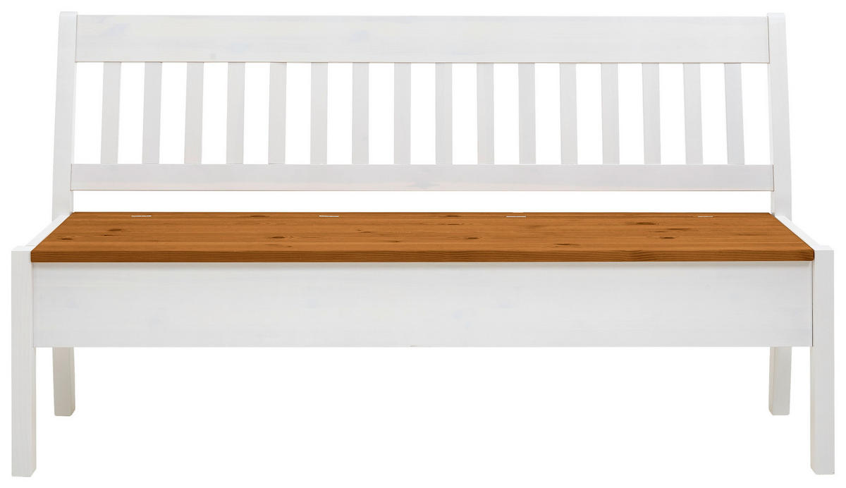 SITZBANK 169/93/58 cm Bernsteinfarben, Weiß Kiefer massiv  - Bernsteinfarben/Weiß, ROMANTIK / LANDHAUS, Holz (169/93/58cm) - Boxxx