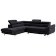 ECKSOFA in Echtleder Dunkelbraun  - Dunkelbraun/Silberfarben, Design, Leder/Metall (220/270cm) - Novel