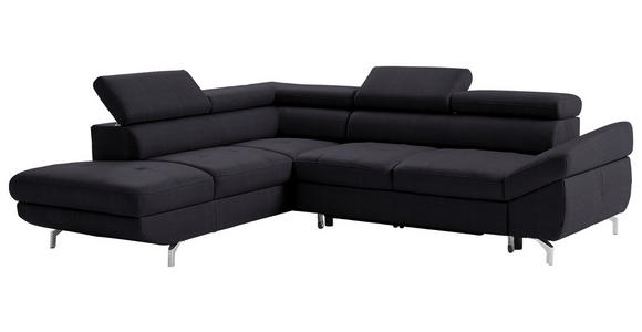 ECKSOFA in Echtleder Dunkelbraun  - Dunkelbraun/Silberfarben, Design, Leder/Metall (220/270cm) - Novel