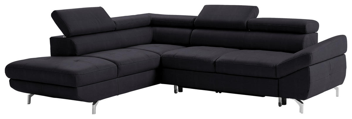 ECKSOFA in Echtleder Dunkelbraun  - Dunkelbraun/Silberfarben, Design, Leder/Metall (220/270cm) - Novel