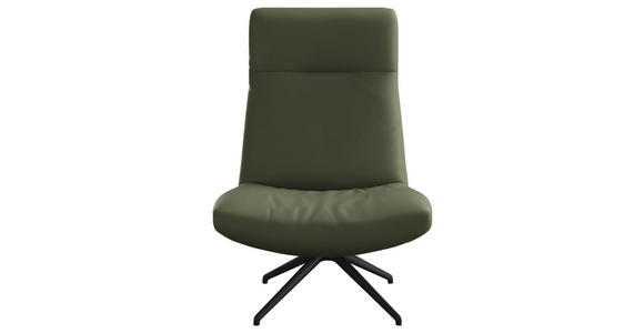 SESSEL in Echtleder Grün - Schwarz/Grün, MODERN, Leder/Metall (74/105/92cm) - Johann Jakob