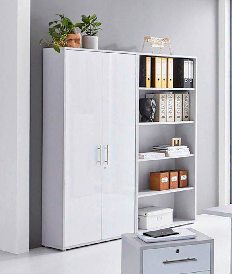 AKTENSCHRANK 168,8/185,6/33 cm  - Weiß Hochglanz/Weiß, MODERN, Holzwerkstoff (168,8/185,6/33cm) - MID.YOU