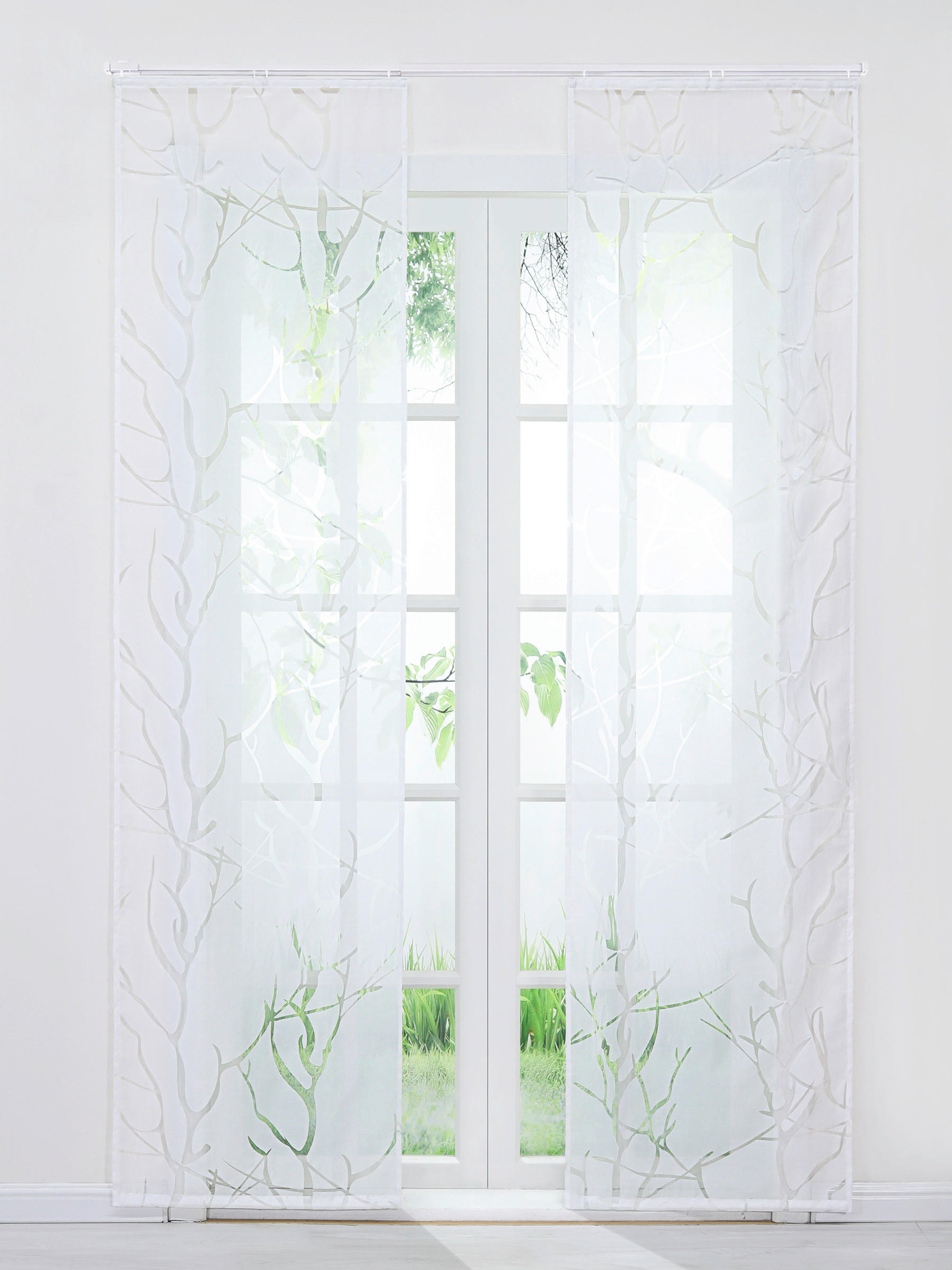FLÄCHENVORHANG   transparent   57/245 cm  - Weiß Hochglanz, Basics, Textil (57/245cm) - Joyswahl
